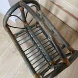 Indonesian style bamboo and rattan magazine rack - 1960s - green stained