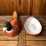 Old michel caugant terrine pheasant shape vintage ceramic