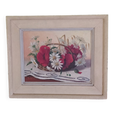 huile sur panneau  bouquet de coquelicots et marguerites Ernesto Valls