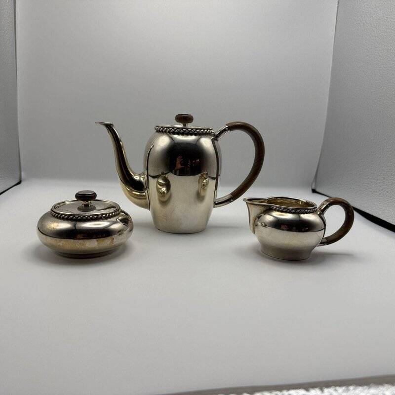 Three-Piece Bauhaus Silver Coffee Set, Grininger, Heilbronn, 1930