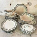 Doulton Burslem Melrose green English earthenware dinner service for 6 people