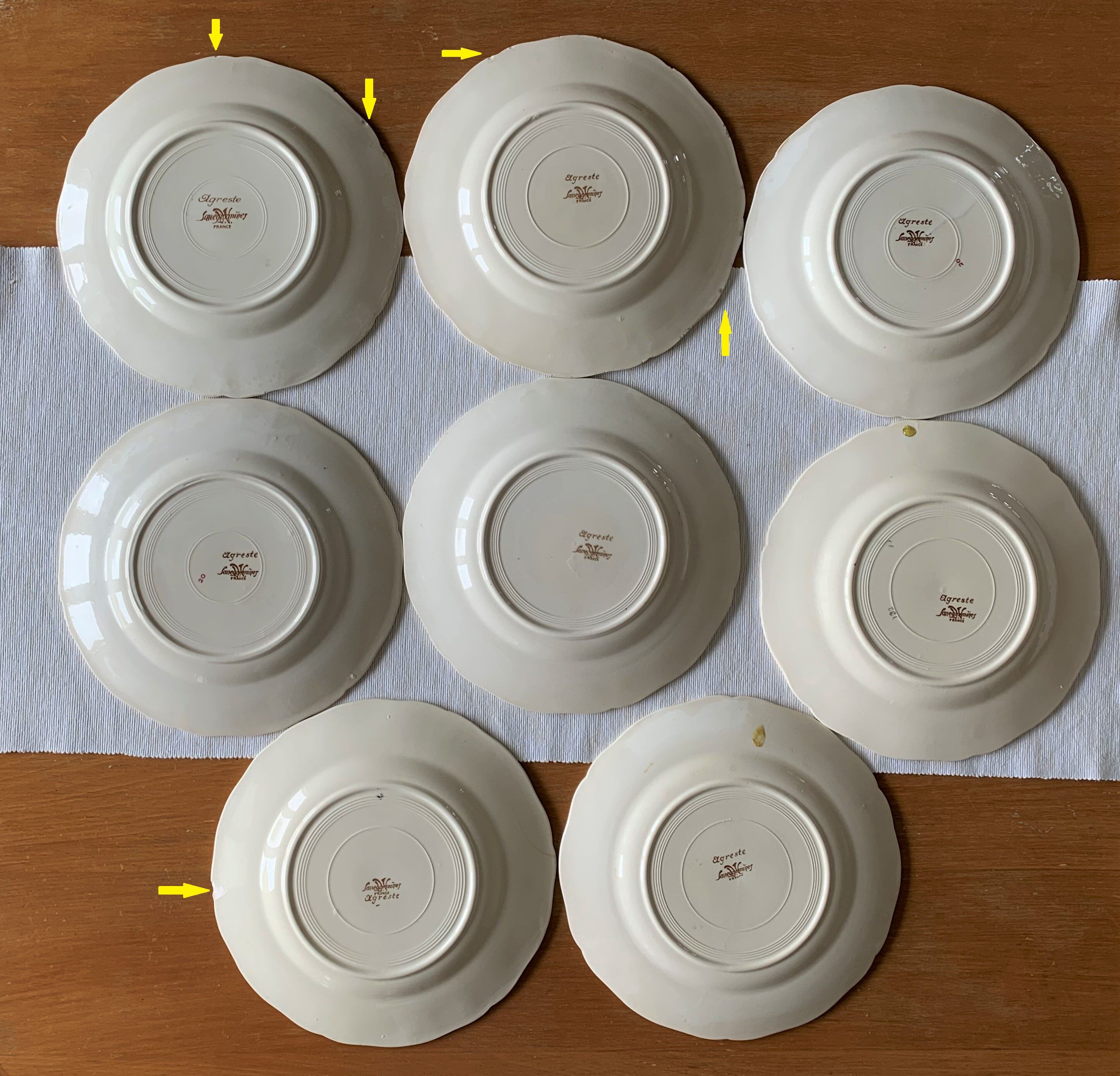 8 old plates in earthenware from Sarreguemines