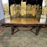 Louis XIII style farmhouse table with integrated extensions