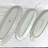 Series of three fish dishes, Lunéville earthenware and Limoges porcelain