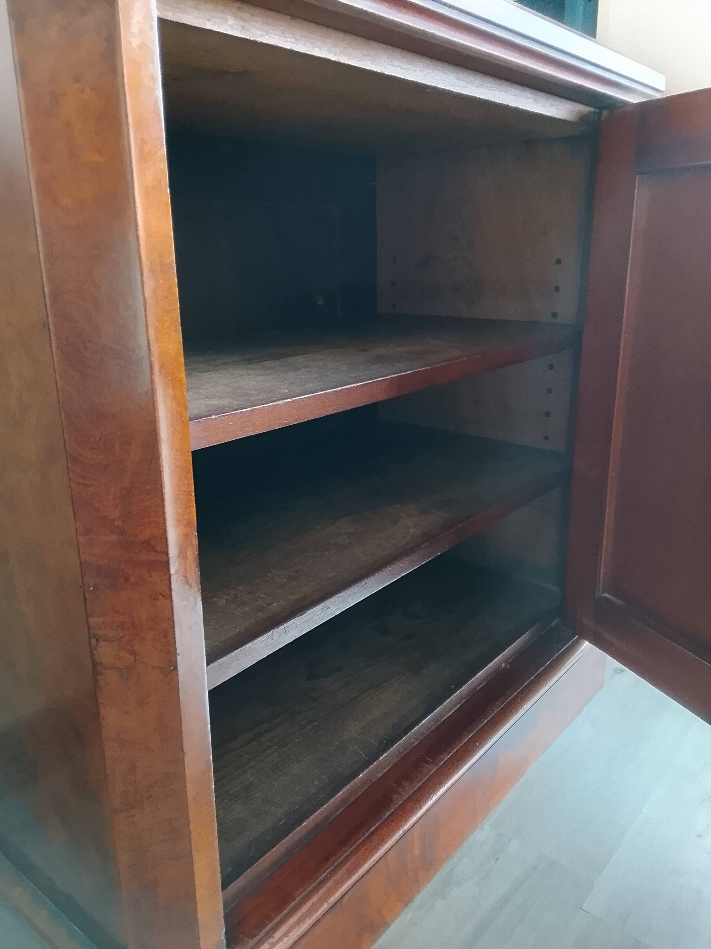 Beautiful small antique buffet in polished walnut.