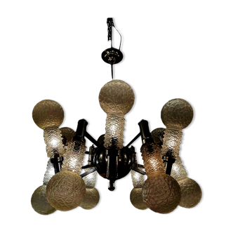 Chrome space age sputnik glass chandelier, 1970s