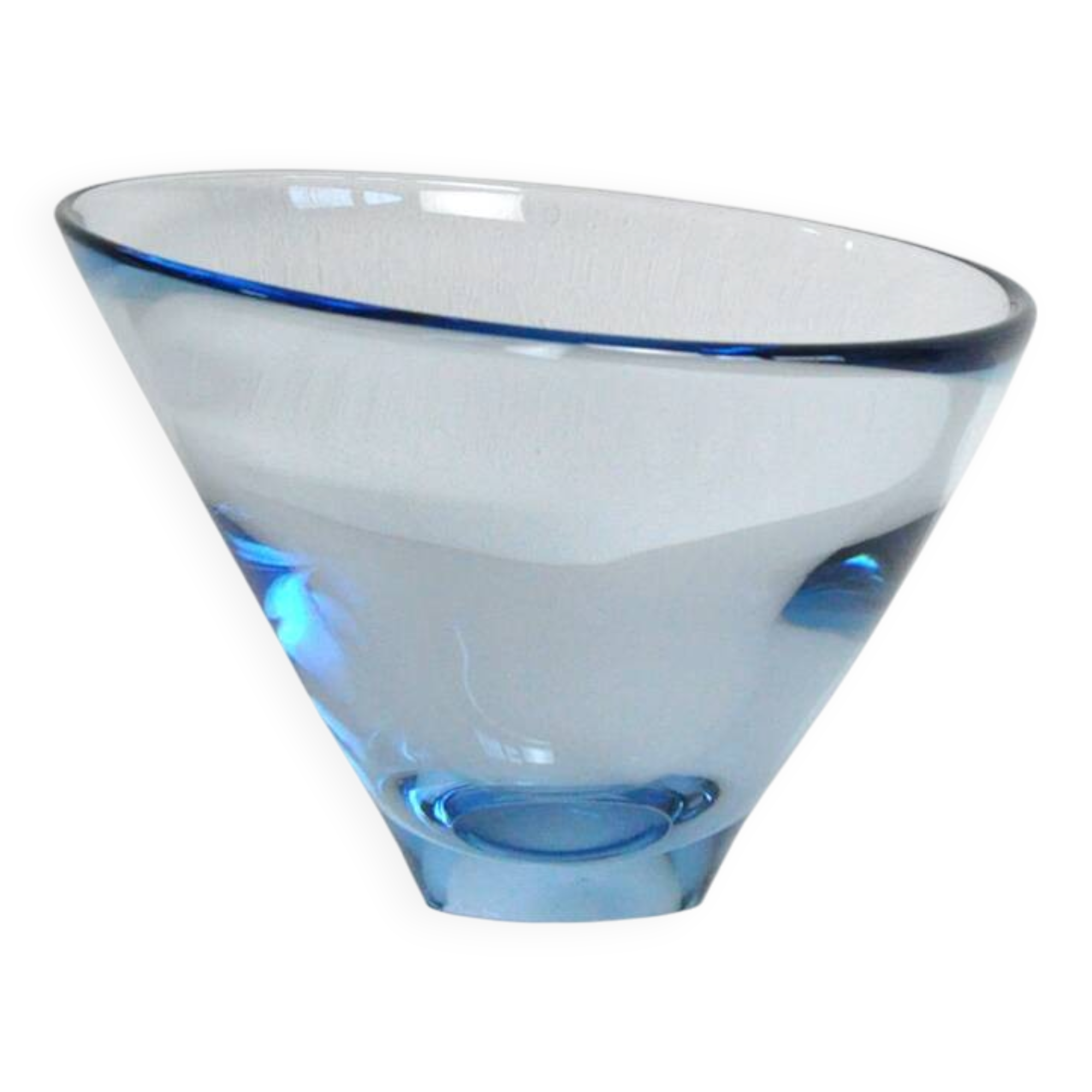 Hand blown Aqua blue glass bowl by Per Lütken for Holmegaard