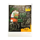 Limited edition lithograph by Jean-Michel Basquiat from the 1990s, numbered in pencil.