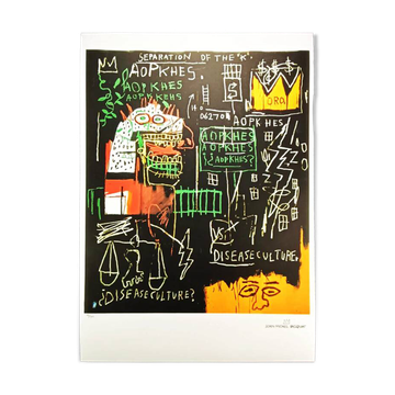 Limited edition lithograph by Jean-Michel Basquiat from the 1990s, numbered in pencil.