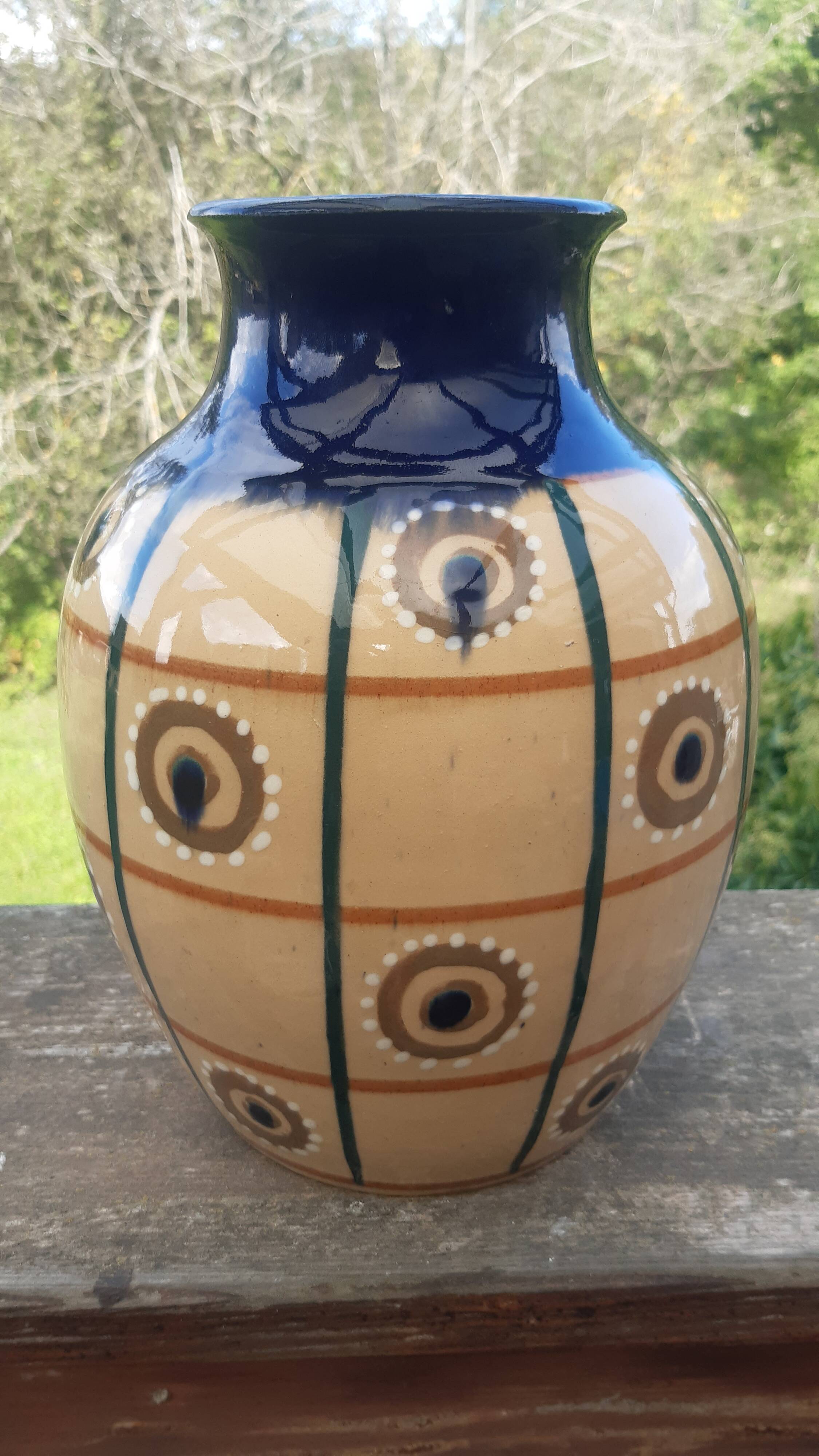 Léon Elchinger enamelled terracotta vase
