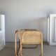 U-shaped armrest rattan armchair, grid canning