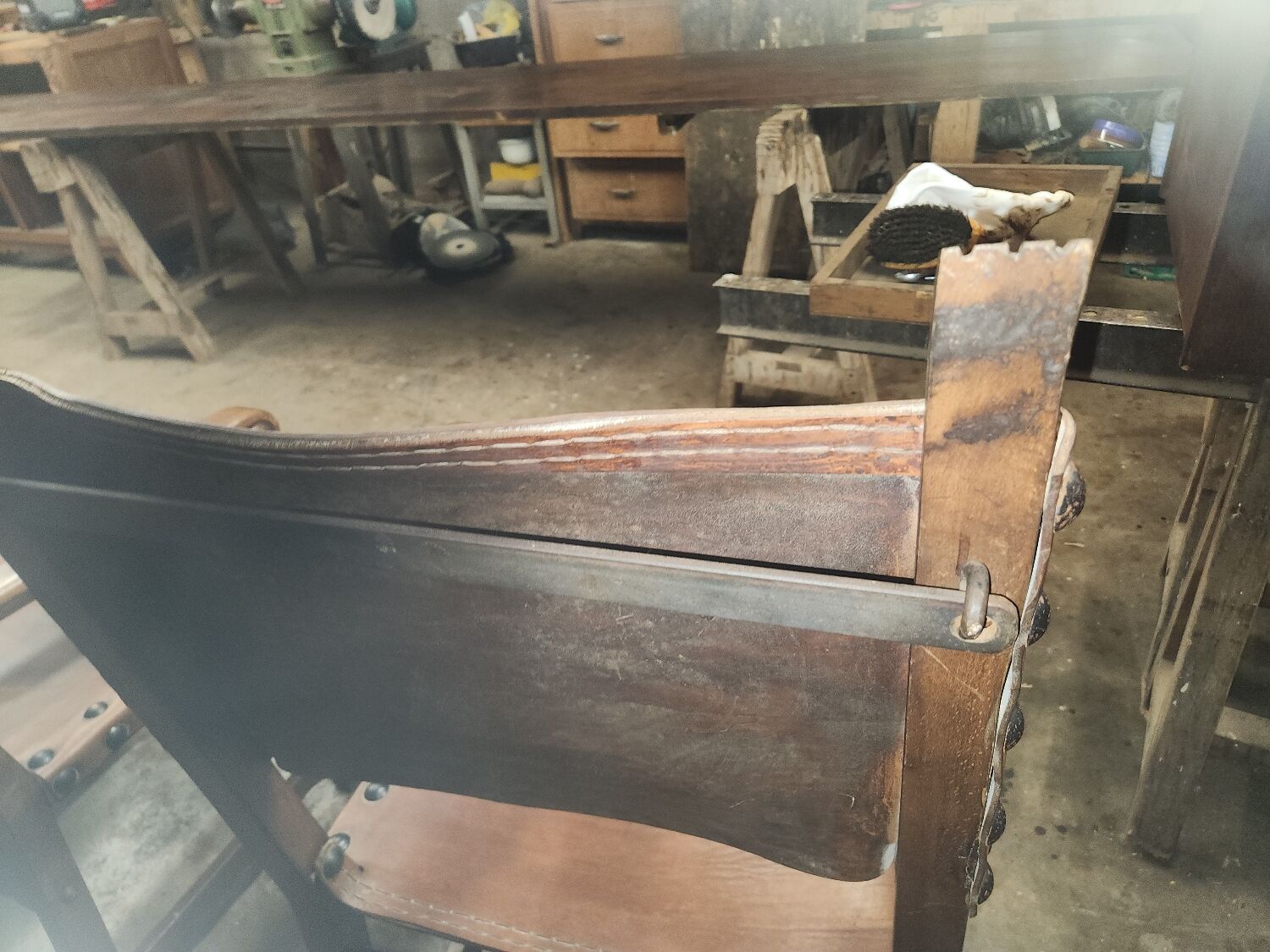Pair of leather armchairs 19th century