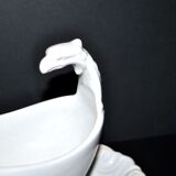 Sarreguemines antique earthenware sauce boat U&C opaque eagle's head