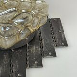 60's 70's Brutalist Wall Lamp Iron & Glass Wall Sconce