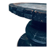 Handcrafted Low Stool in Carved Stained Wood, Africa, 1950s