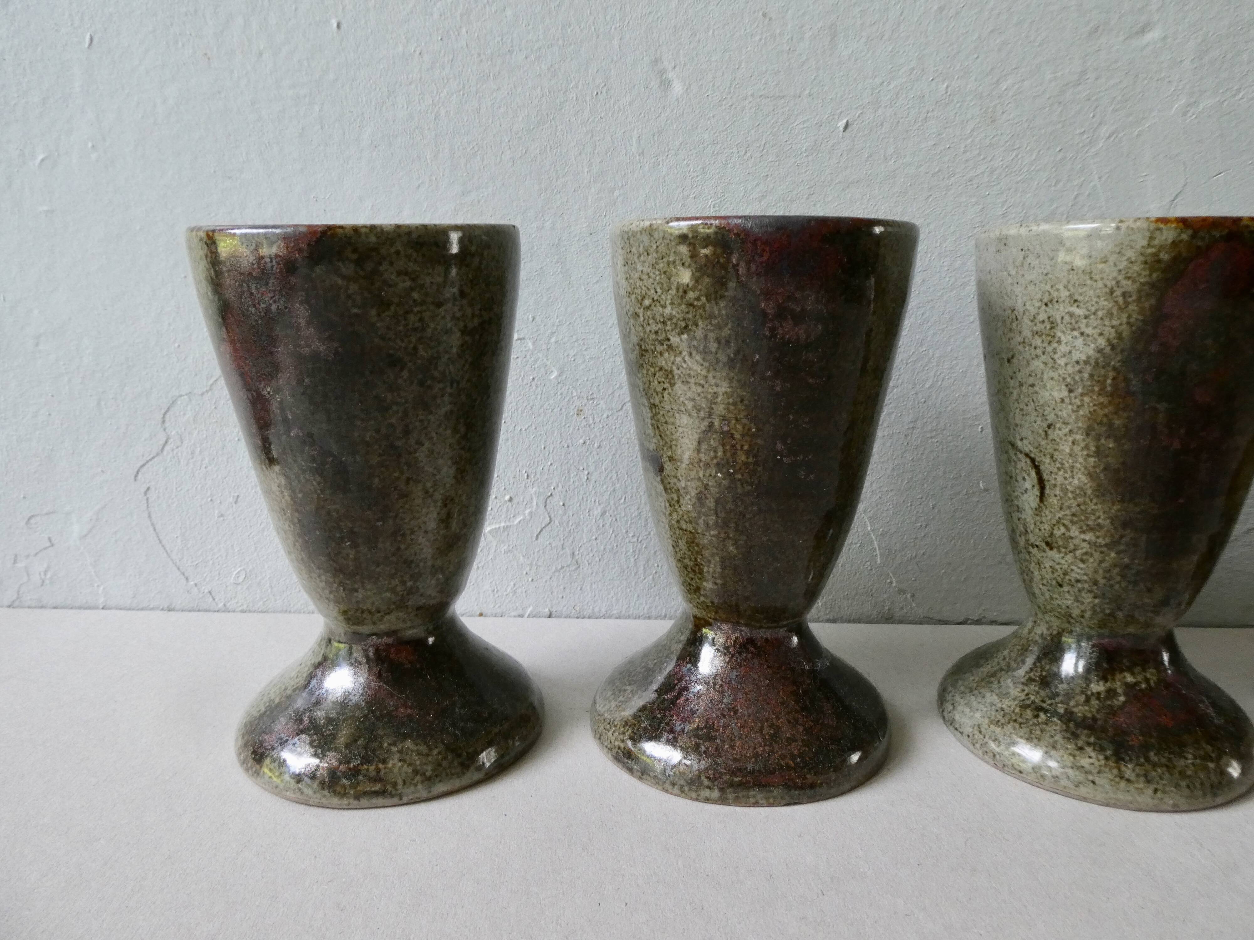 Set of 5 mazagrans made of khaki sandstone