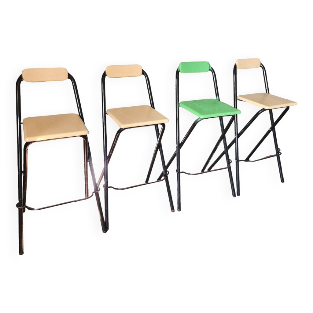 Lot de 4 chaises pliantes noires de réception - structure en acier
