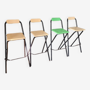 Folding wood and metal high chairs