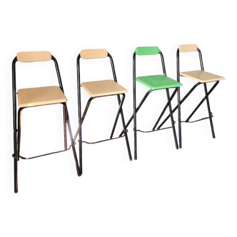 Folding wood and metal high chairs
