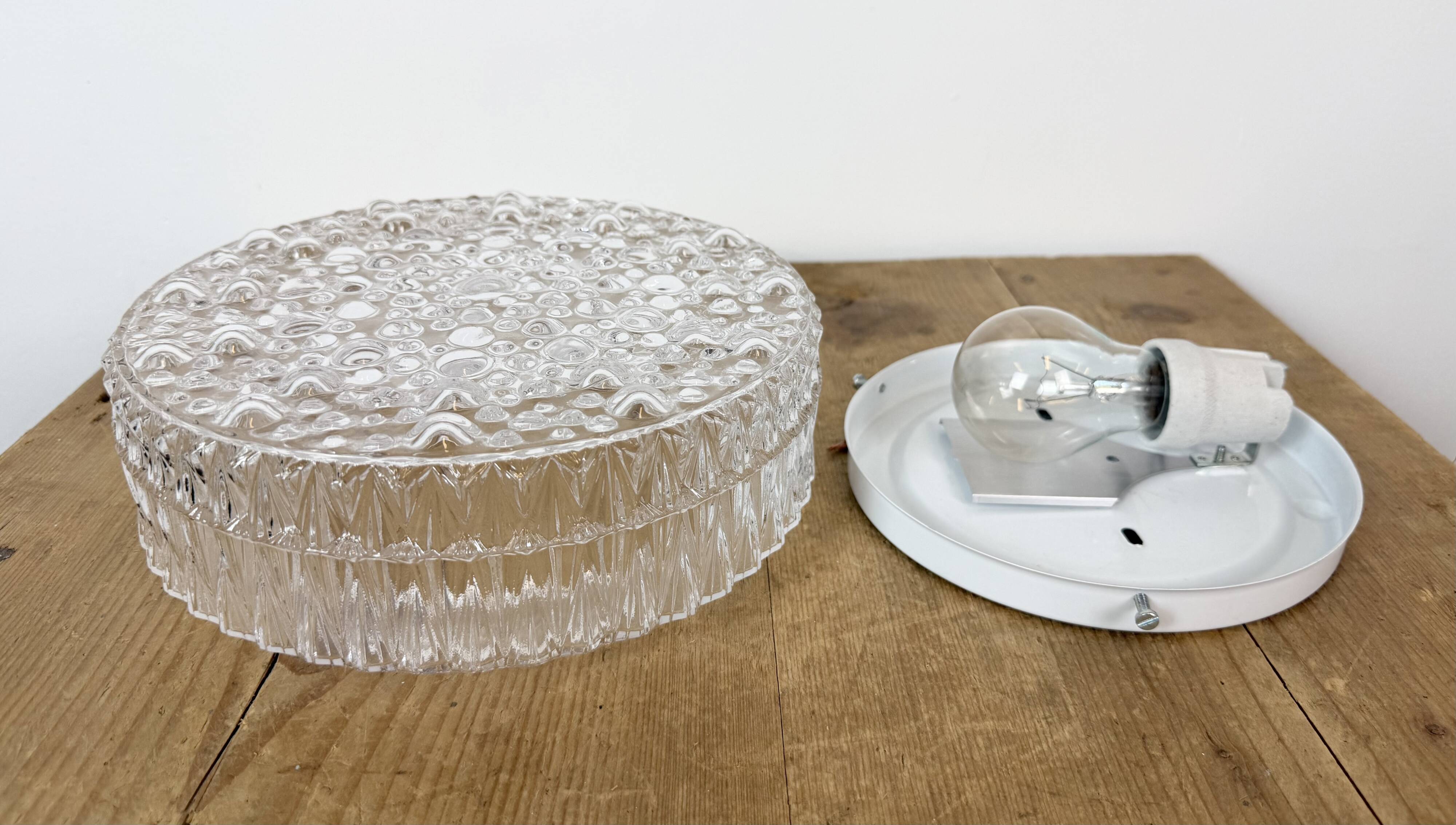 Vintage Glass Wall or Ceiling Light, 1970s