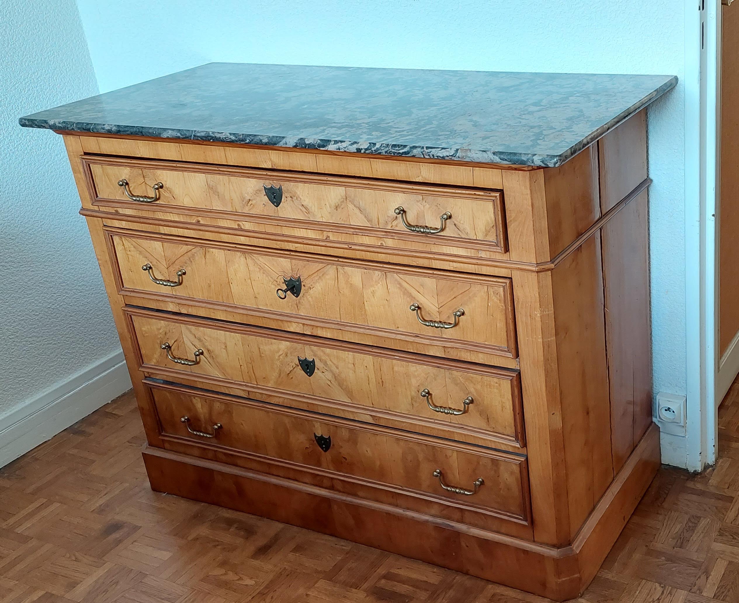 Louis Philippe chest of drawers / cherry and marble