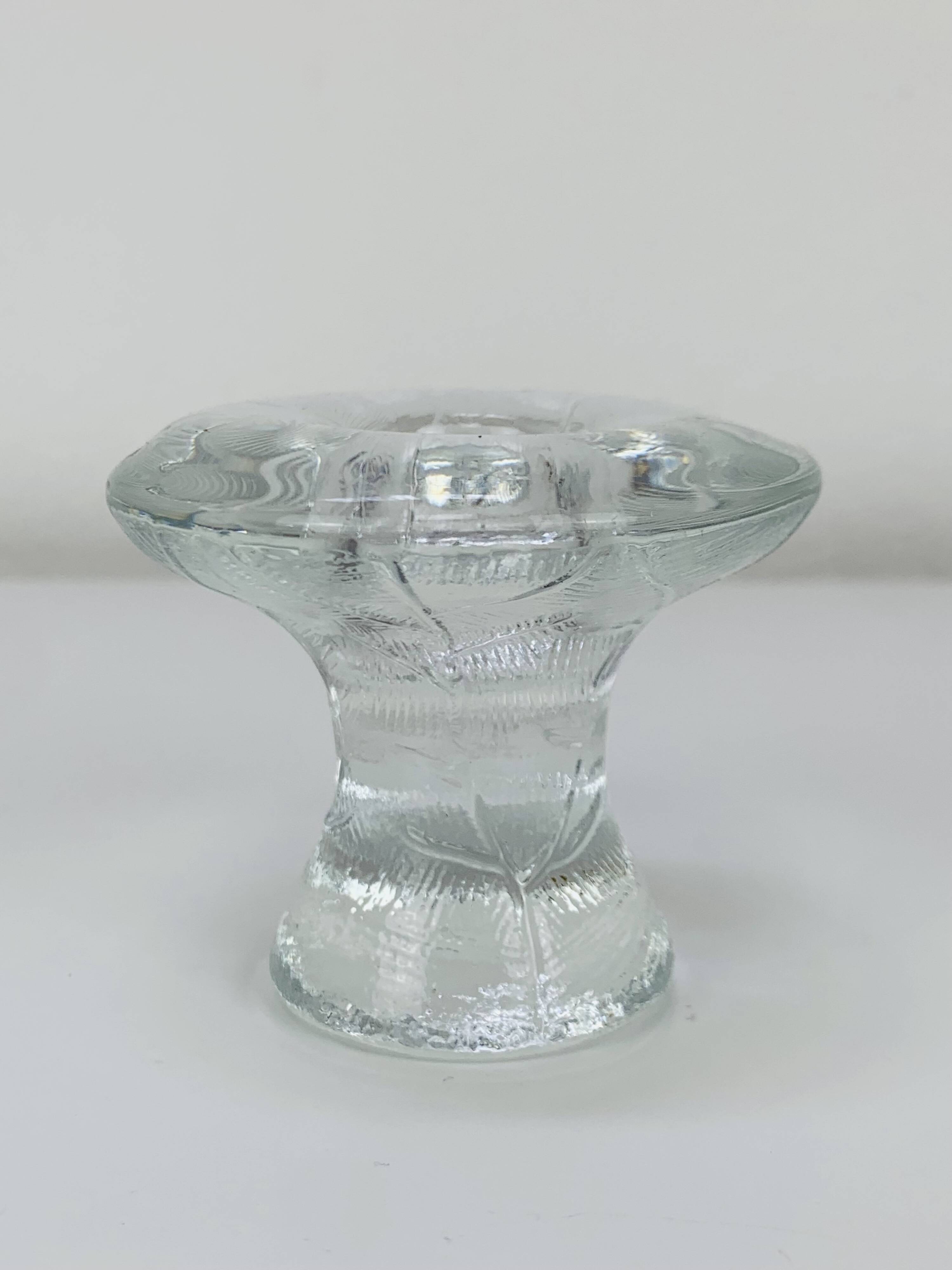 5 bougeoirs "feuilles" en verre vintage