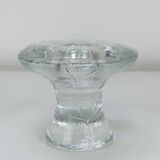 5 bougeoirs "feuilles" en verre vintage