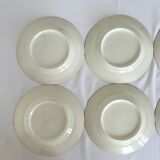 6 vintage dessert plates - White porcelain floral pattern and golden edging