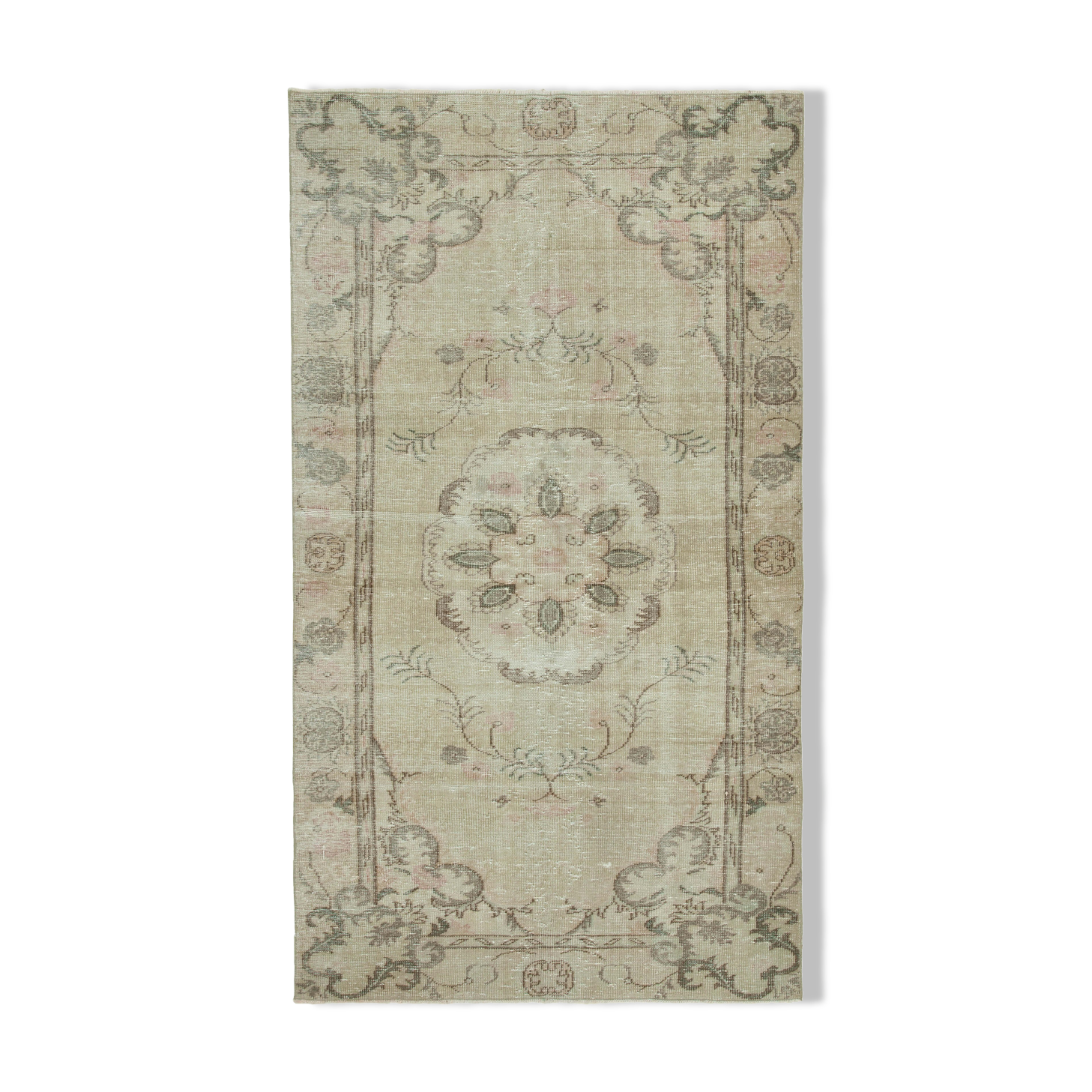 Hand-knotted antique turkish beige carpet 155 cm x 273 cm