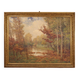 Italian painting landscape signed and dated from the 20th century