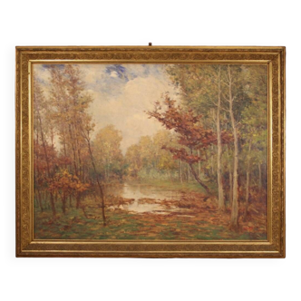 Italian painting landscape signed and dated from the 20th century