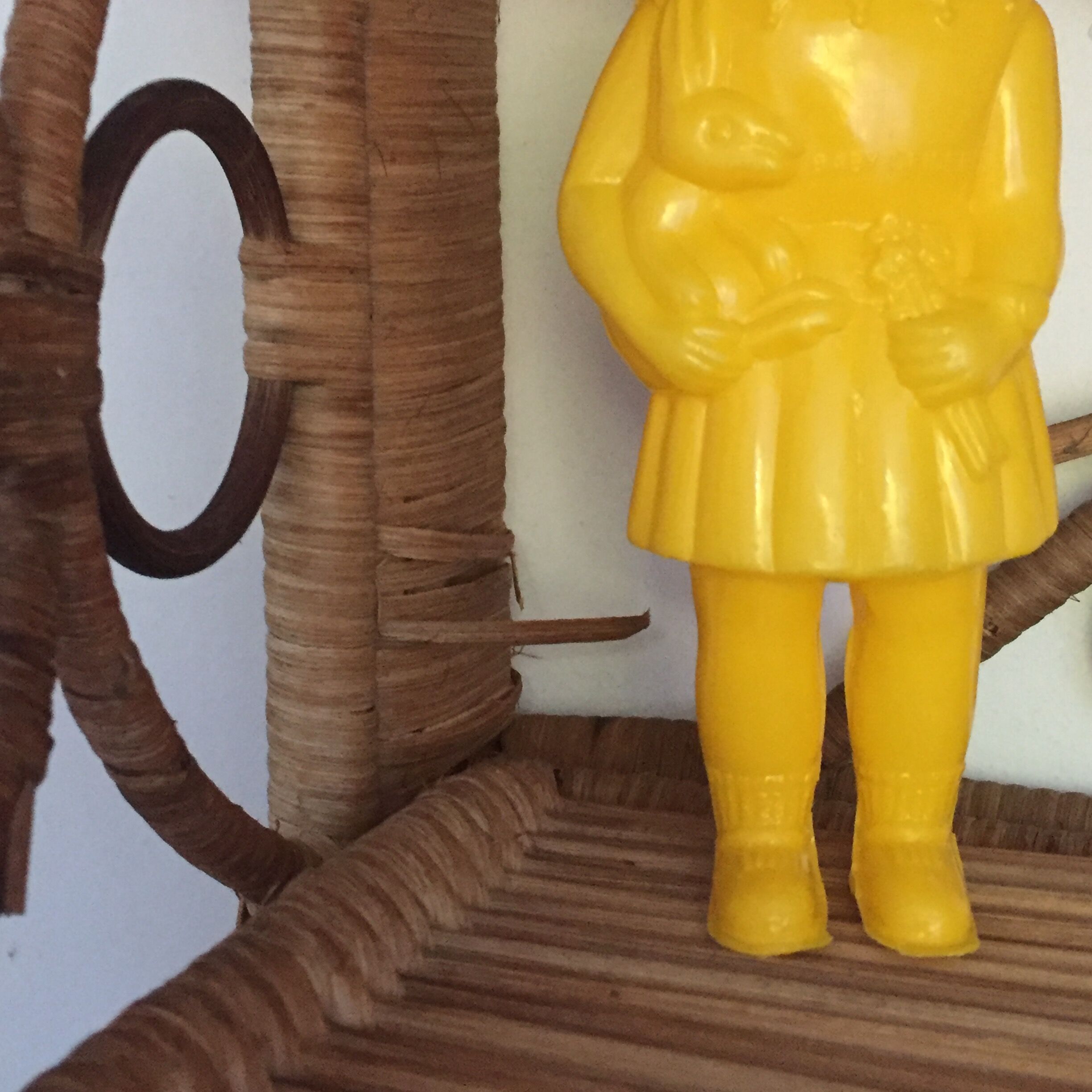 Vintage peacock rattan shelf