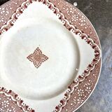 Longwy round dish in brown ironstone, "Andalous" service