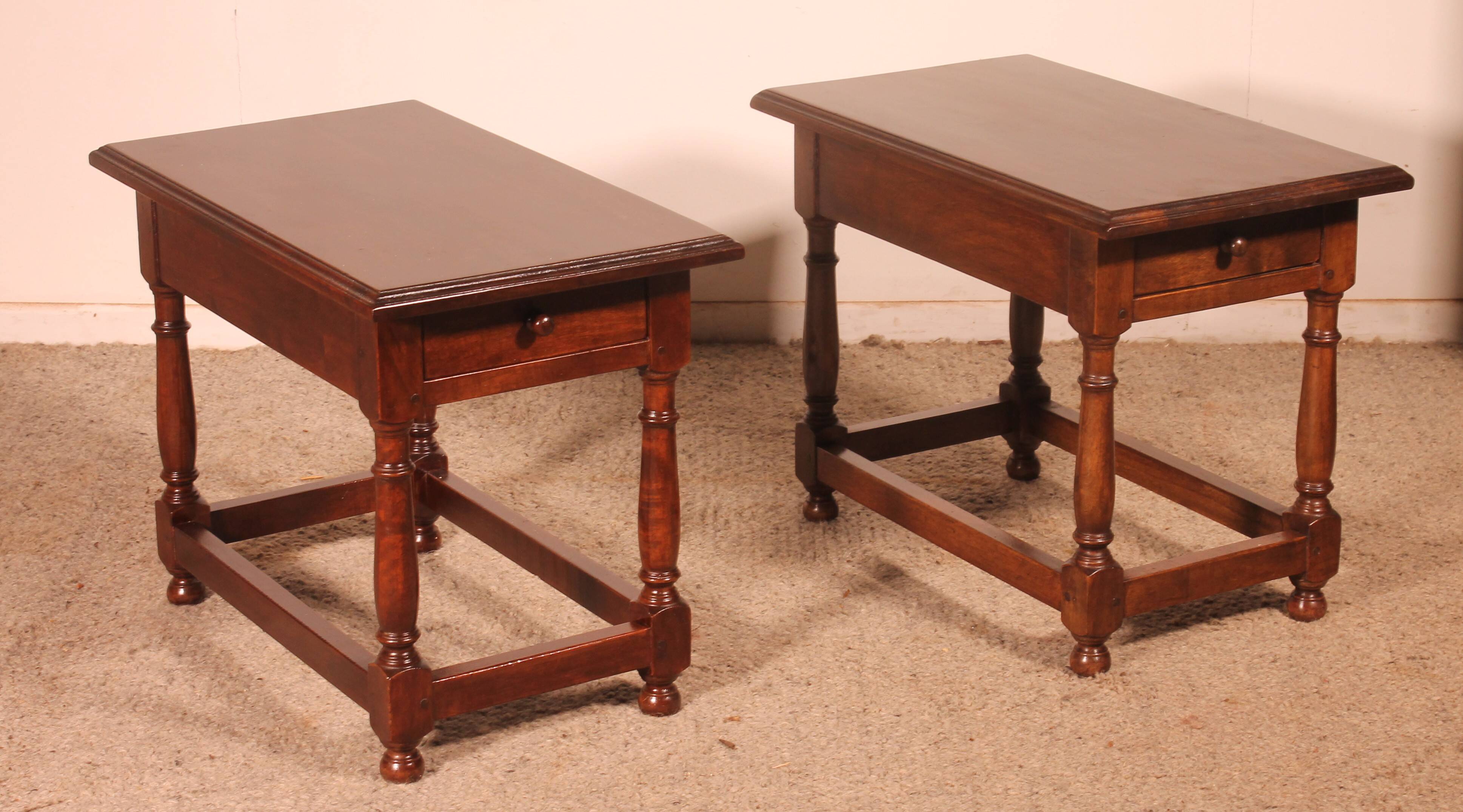 pair of Spanish walnut bedside tables or side tables