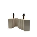 Hollywood regency set of 2 ceramic table Lamps, France 1970s