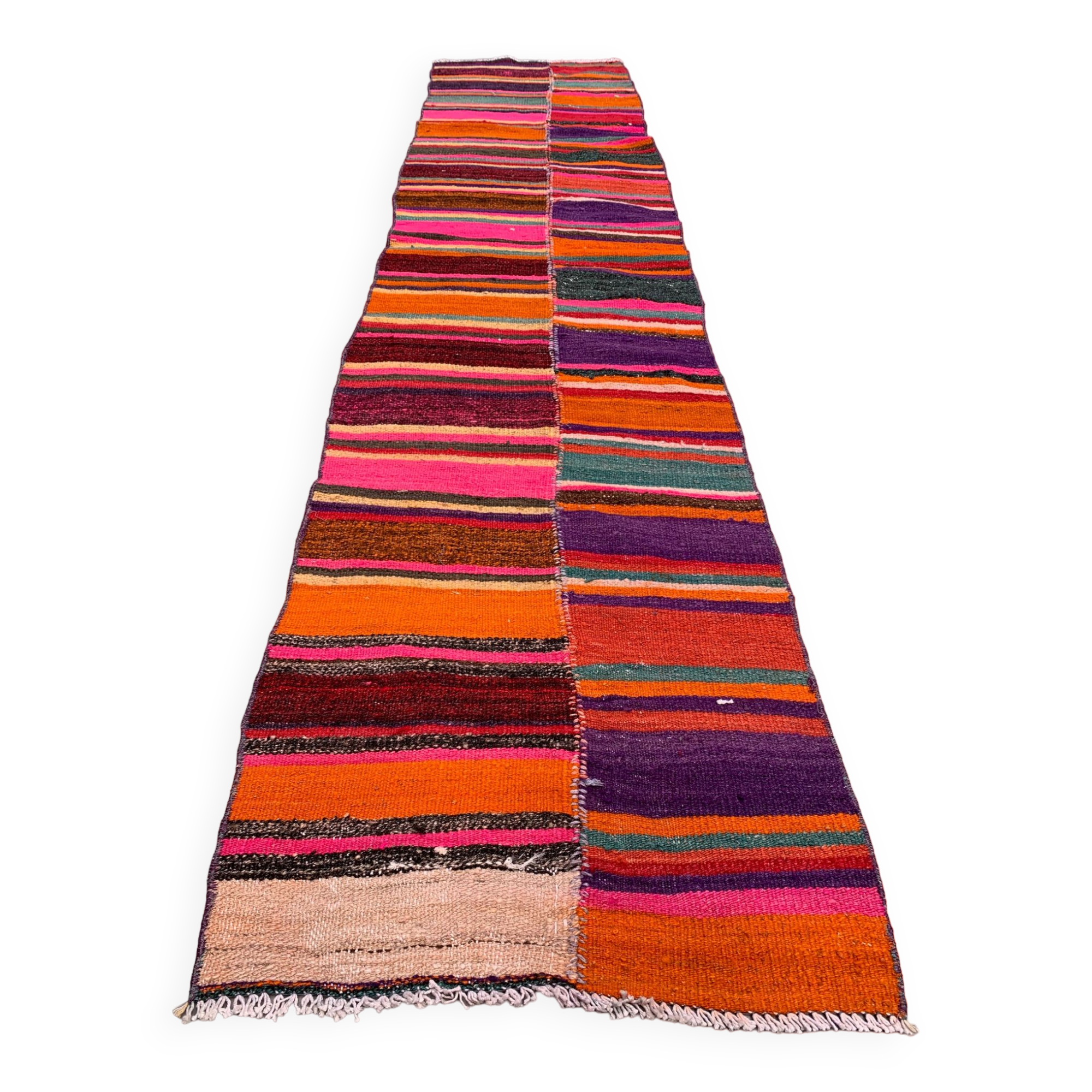 Old Turkish narrow Kilim Runner 266x58 cm shabby chic, vintage kelim