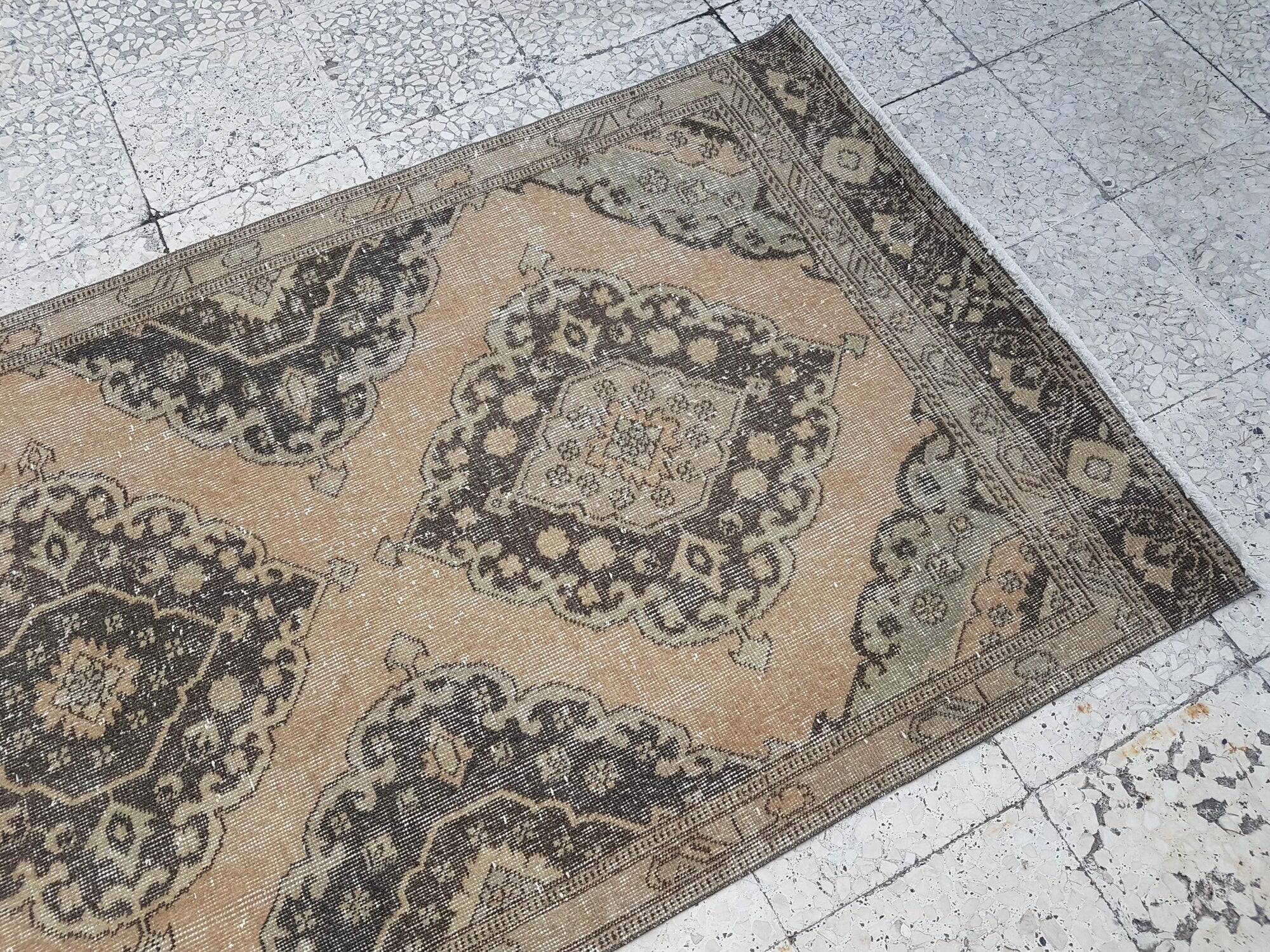 Vintage Turkish hallway rug 106x379 cm