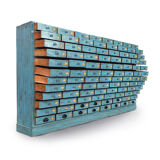Pastourel wooden craft furniture with 96 drawers with blue patina