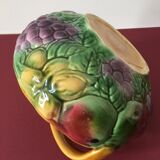 Fruit basket in slip stamped Sarreguemines France