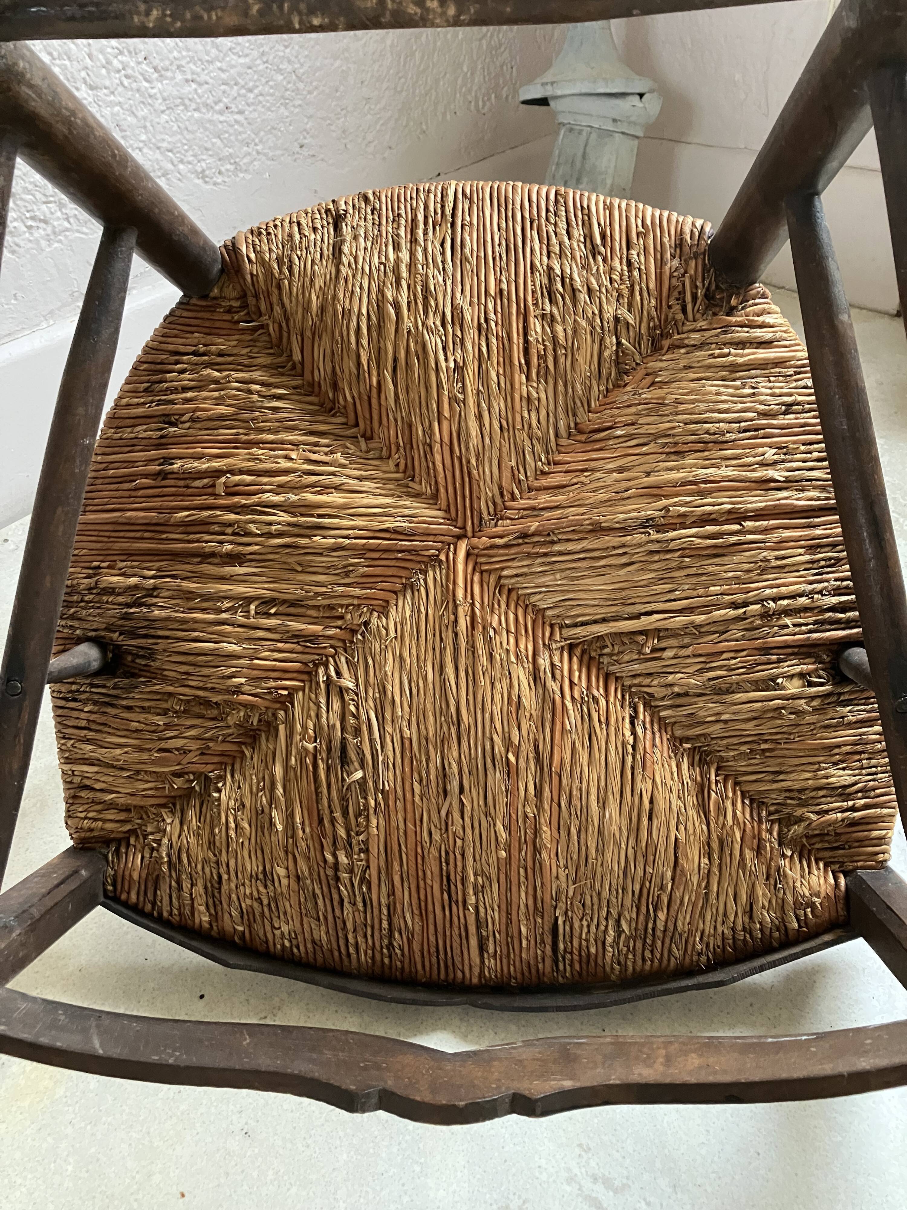 Armchair country paillé XIXth