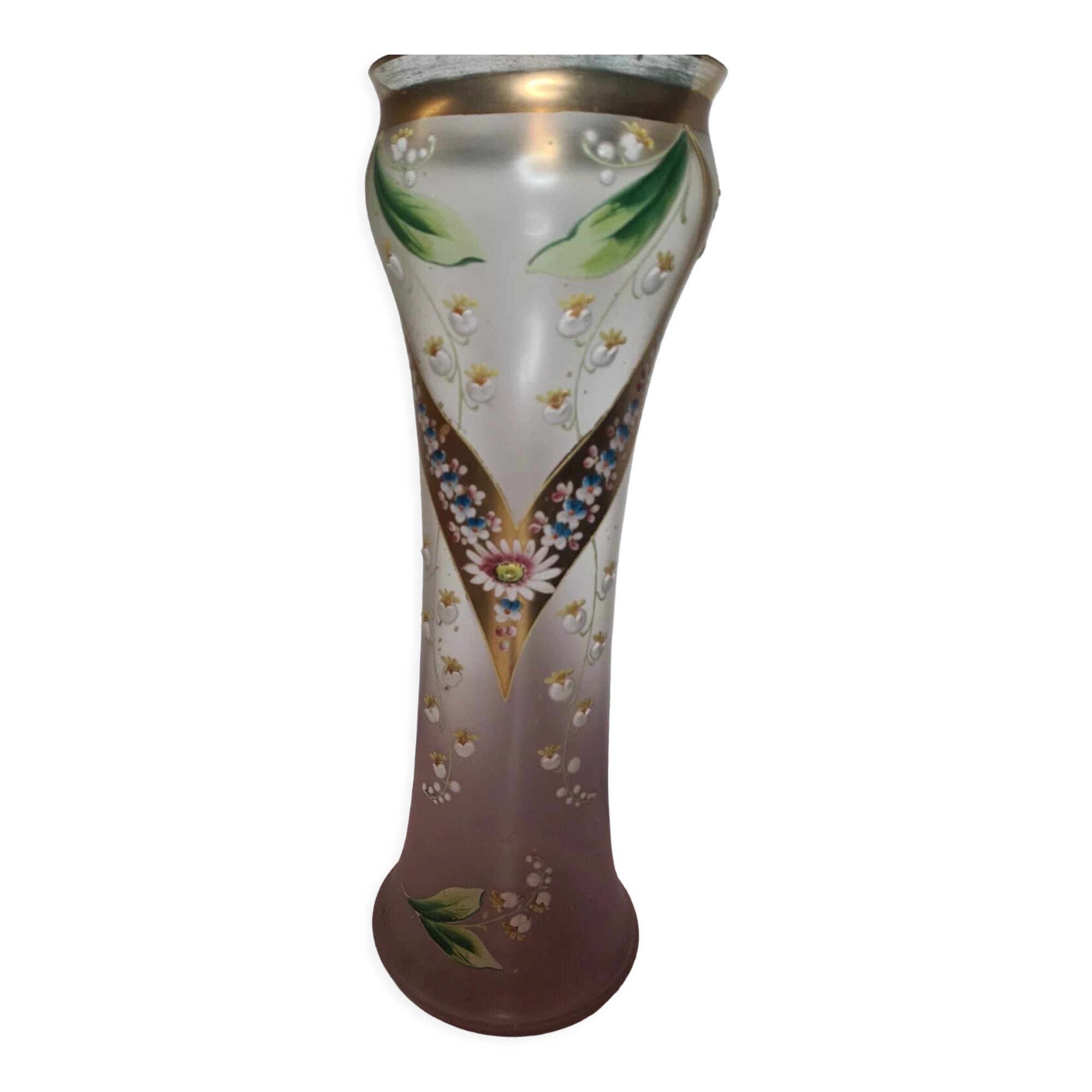 Vase en opaline émaiillée avec du muguet