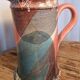 Large sculptural ceramic pitcher by a signed artist – abstract decoration