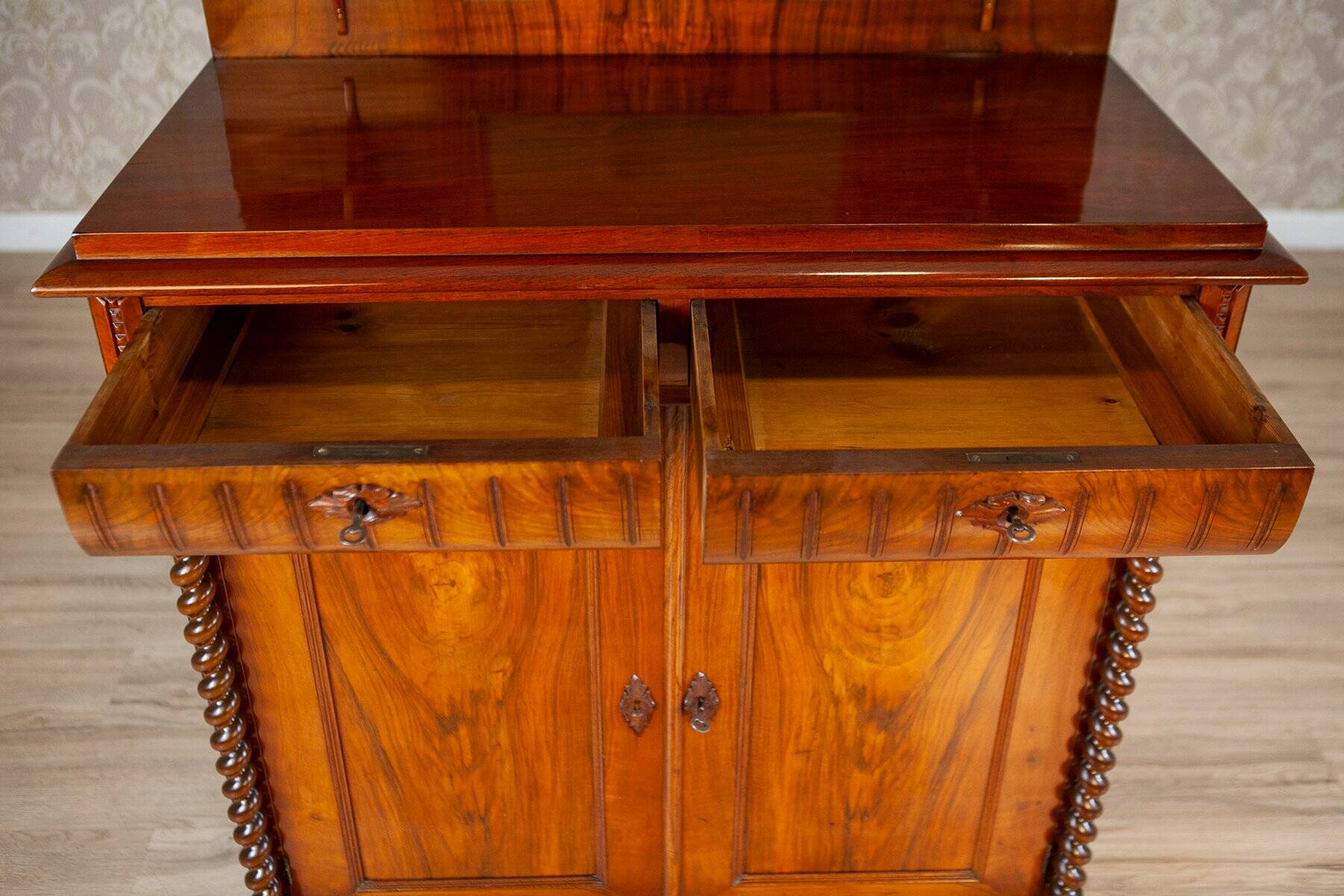 End of 19th Century Light Brown Eclectic Buffet in Walnut