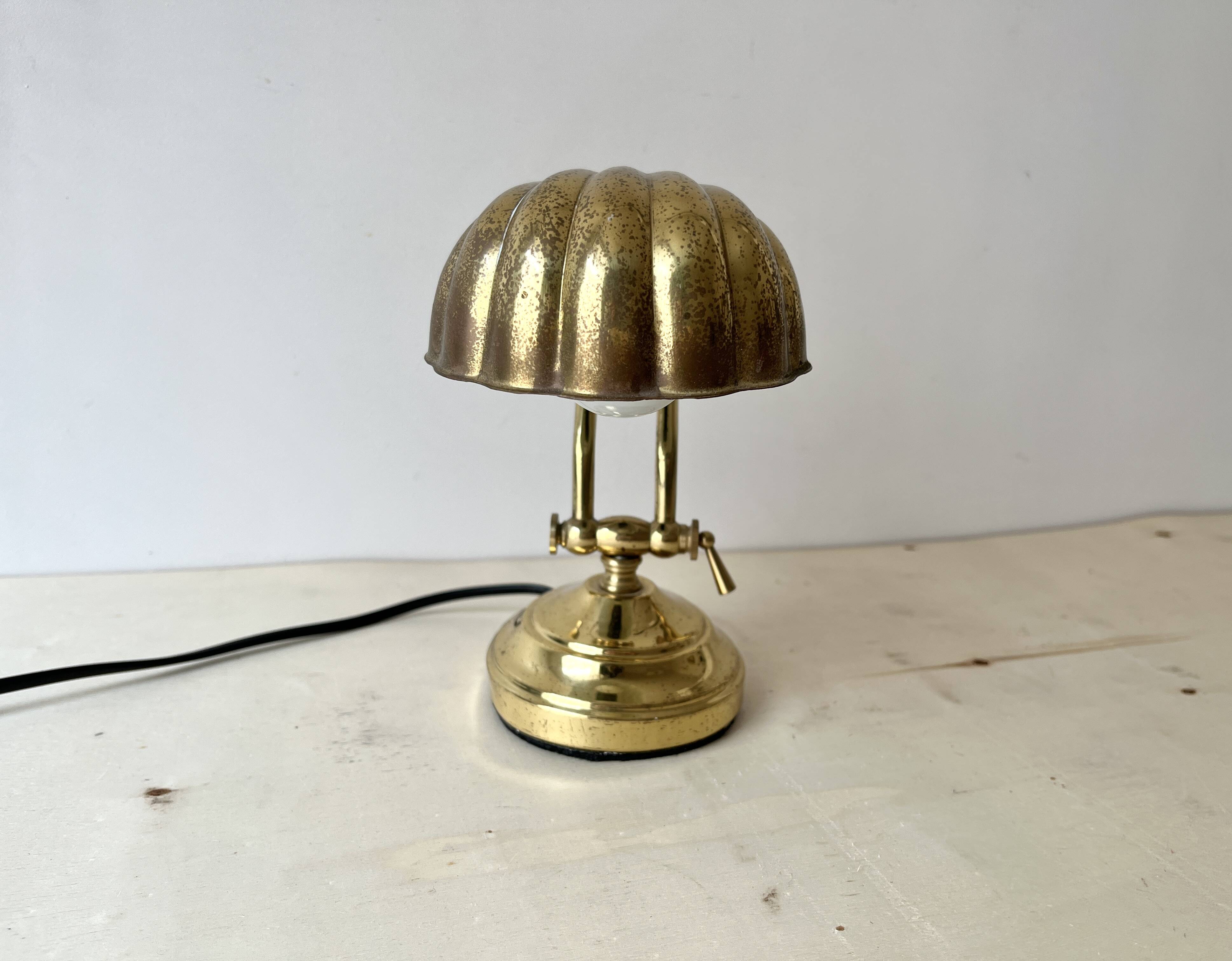 1950s brass "shell" desk lamp, vintage lighting