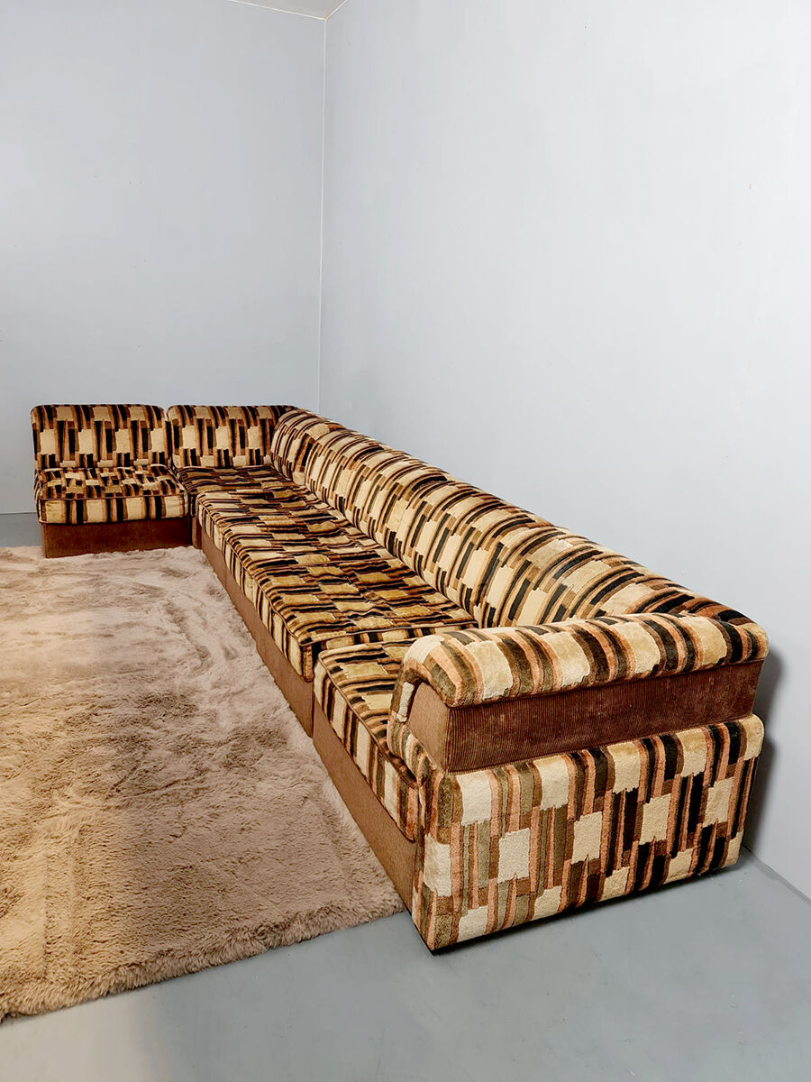 Midcentury modular sofa Laauser vintage 'Earth tones'
