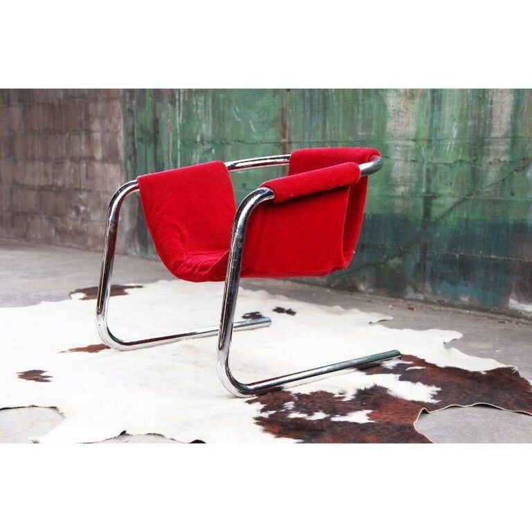 Vecta Zermatt armchair in red velvet, 1970s