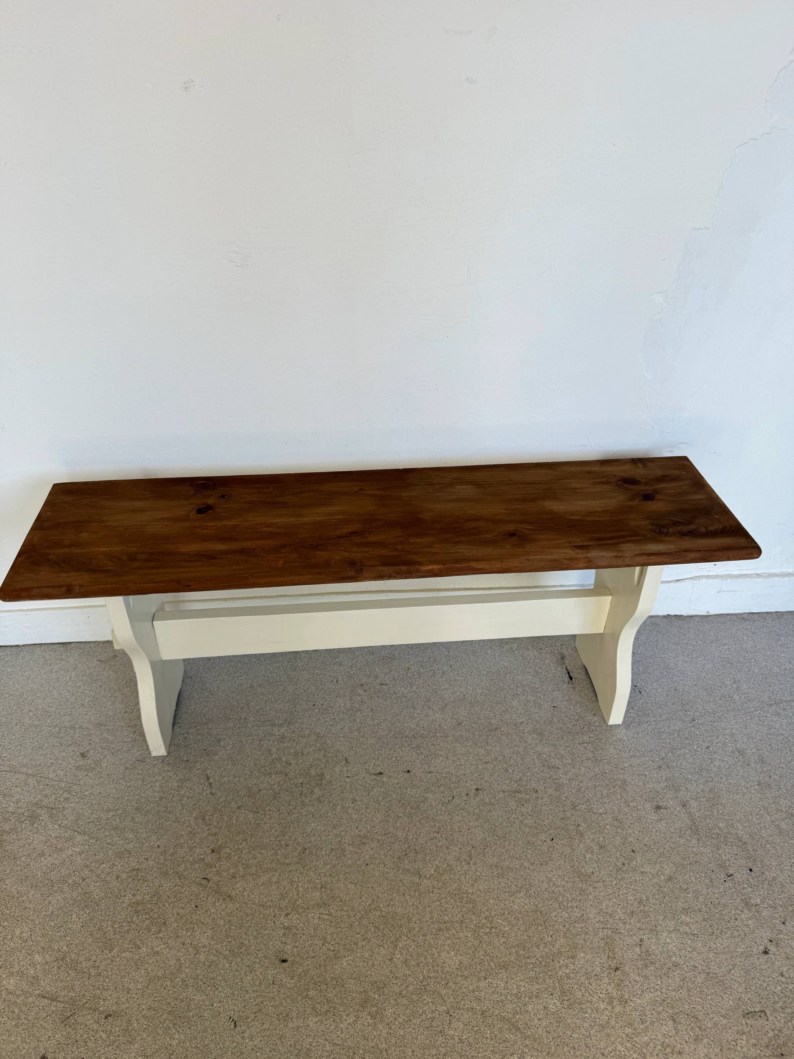 Vintage farmhouse bench made of solid wood