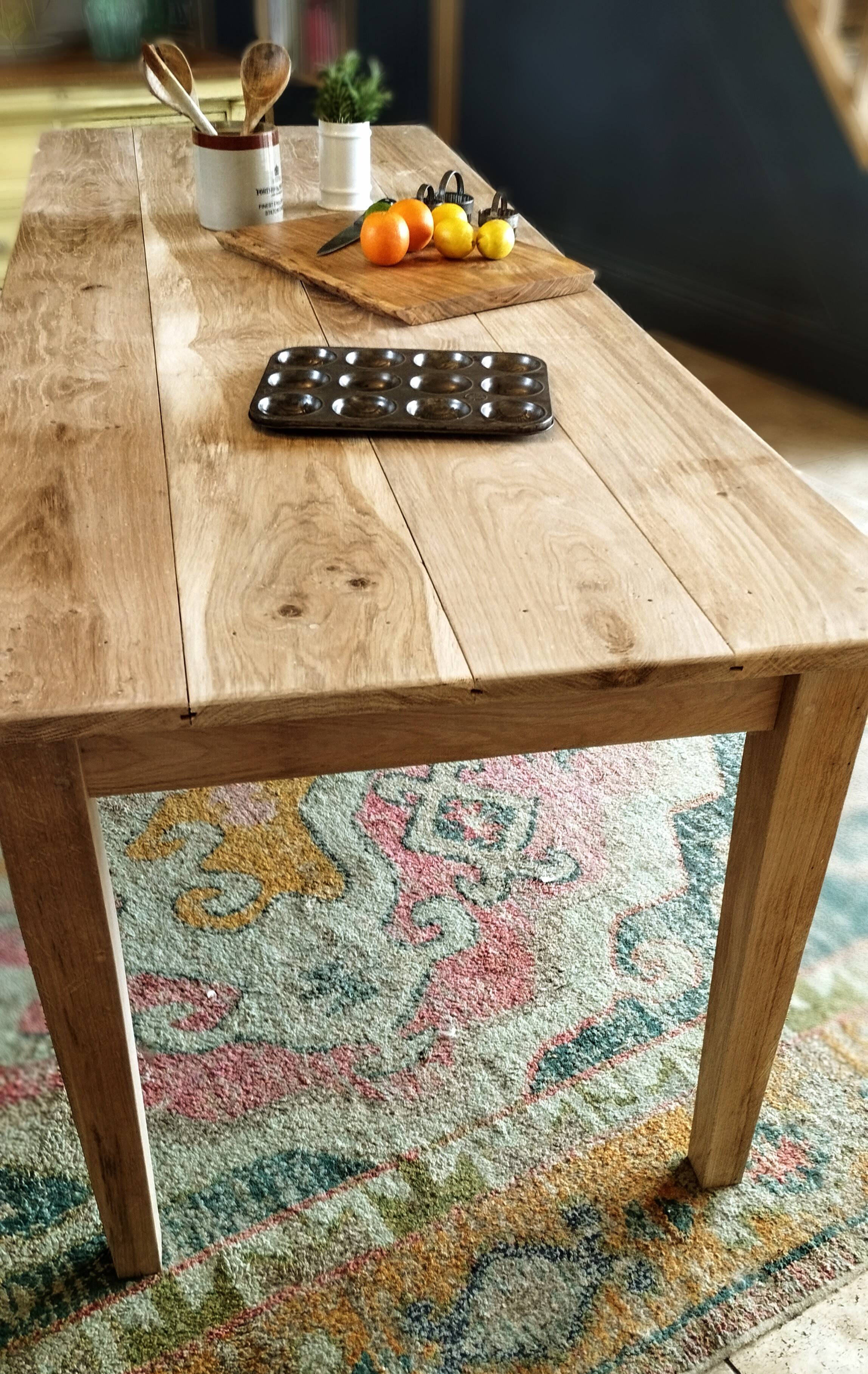 Solid oak farmhouse table 220 X 80 cm