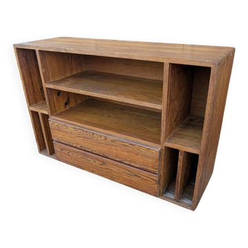 Meuble console TV Hifi Pin Massif Vintage 60 70 80 Chalet