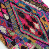 Moroccan Berber boujaad ecru carpet with colorful patterns 157x109cm